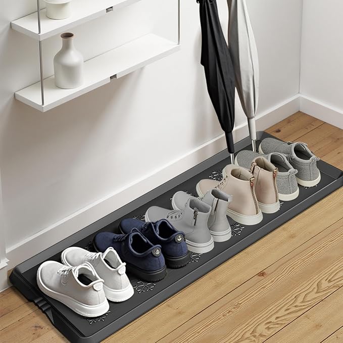 Azadx Heavy Duty Boot Trays Natural Rubber Shoe Mat Tray for Entryway Large Boot mat Tray Multi-Purpose for Outdoor Door Mats 16x42 Inch 2 Pack