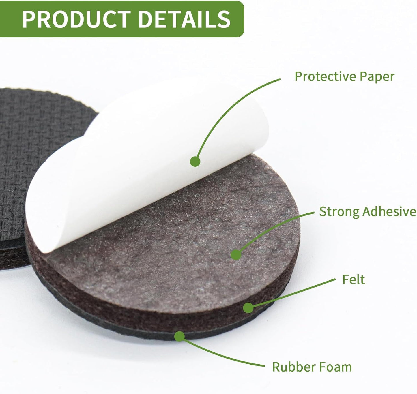 Non Slip Furniture Pads 32 PCS 2'' Round - Anti Slip Furniture Pads - Self Adhesive Rubber Feet Furniture Feet - Chair Leg Floor Protectors - Keep Furniture in Place