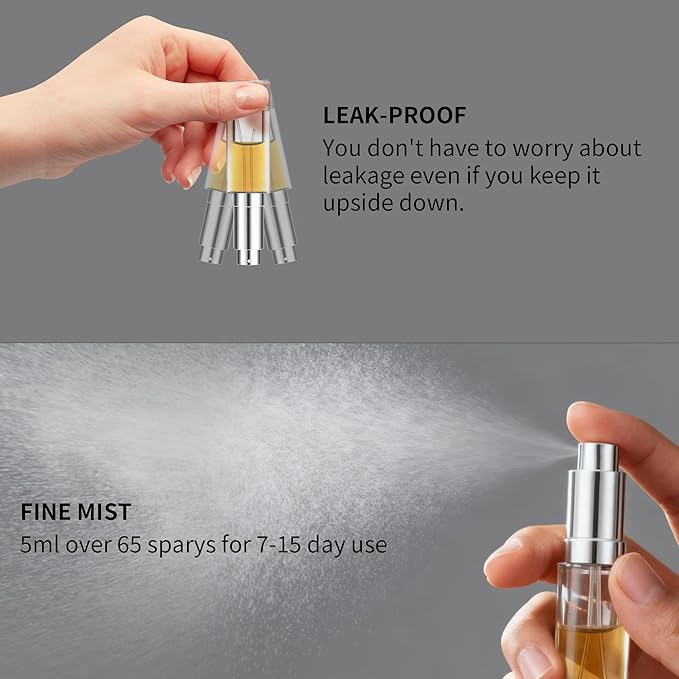 MUB Perfume Travel Refillable Atomizer Bottle 5ml Glass Overmolding Unique Top-Filling Leak-Proof Spray Bottle Atomizer Sprayer for Perfume Cologne Mini Travel Size Empty Pocket Portable