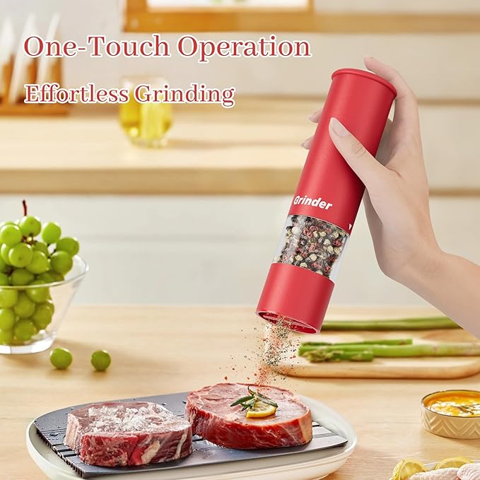 Christmas Gift/Deal Electric Salt and Pepper Grinder Set, USB Rechargeable Adjustable Coarseness Automatic Salt Pepper Mill Shakers/Grinder Kitchen Spice Mill, Home Chefs Idea for House Warming