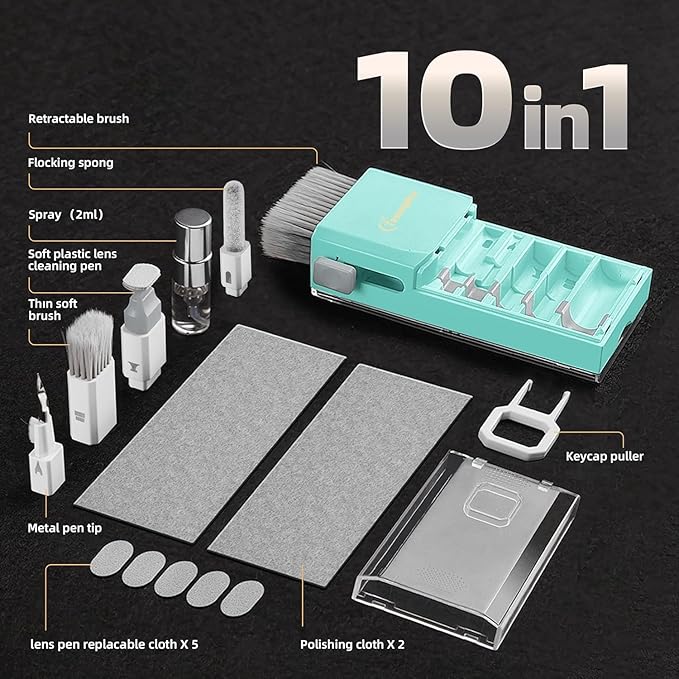 Laptop Screen Keyboard Cleaner Kit, All in 1 Electronics Cleaning Tool for MacBook iPad iPhone Pro Cell Phone, Brush Tool for Tablet, Computer, PC Monitor,TV Camera Lens with Patent
