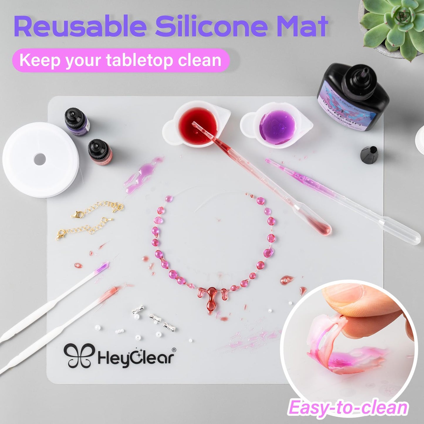 HeyClear UV Resin Kit Jewelry Making Supplies with 18 LED Beads UV Light -200g UV Resina Clear, Hard, Premixed and Fast Curing UV Glue for Coating, Create Decorations, DIY Art Crafts for Adults