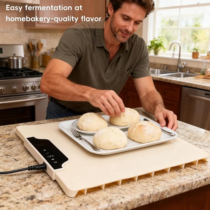 Sourdough Starter Warmer Proofer Mat with 85-210°F Temp Control & 12H Timer, Full-Surface Fast Heating Silicone Sourdough Warming Mat for Sourdough, Baking, Yogurt, Kombucha, and Daily Home Use（Small）