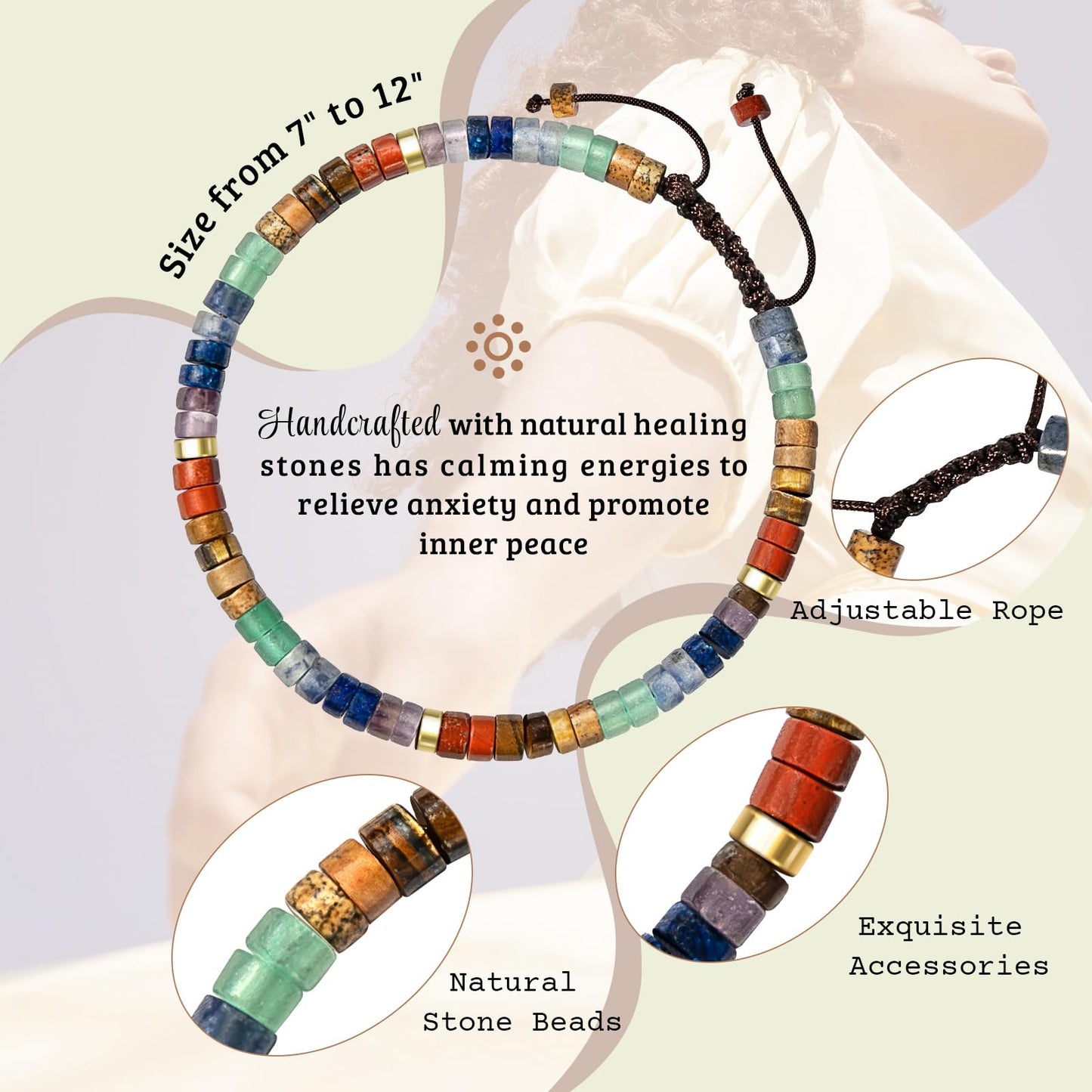 ZOKCC Cheer Up Gifts Bracelets for Women: Healing Natural Stone Bracelets with Postive Words - Inspirational Friendship Gifts for Women Best Friends Sister Bestie Coworker