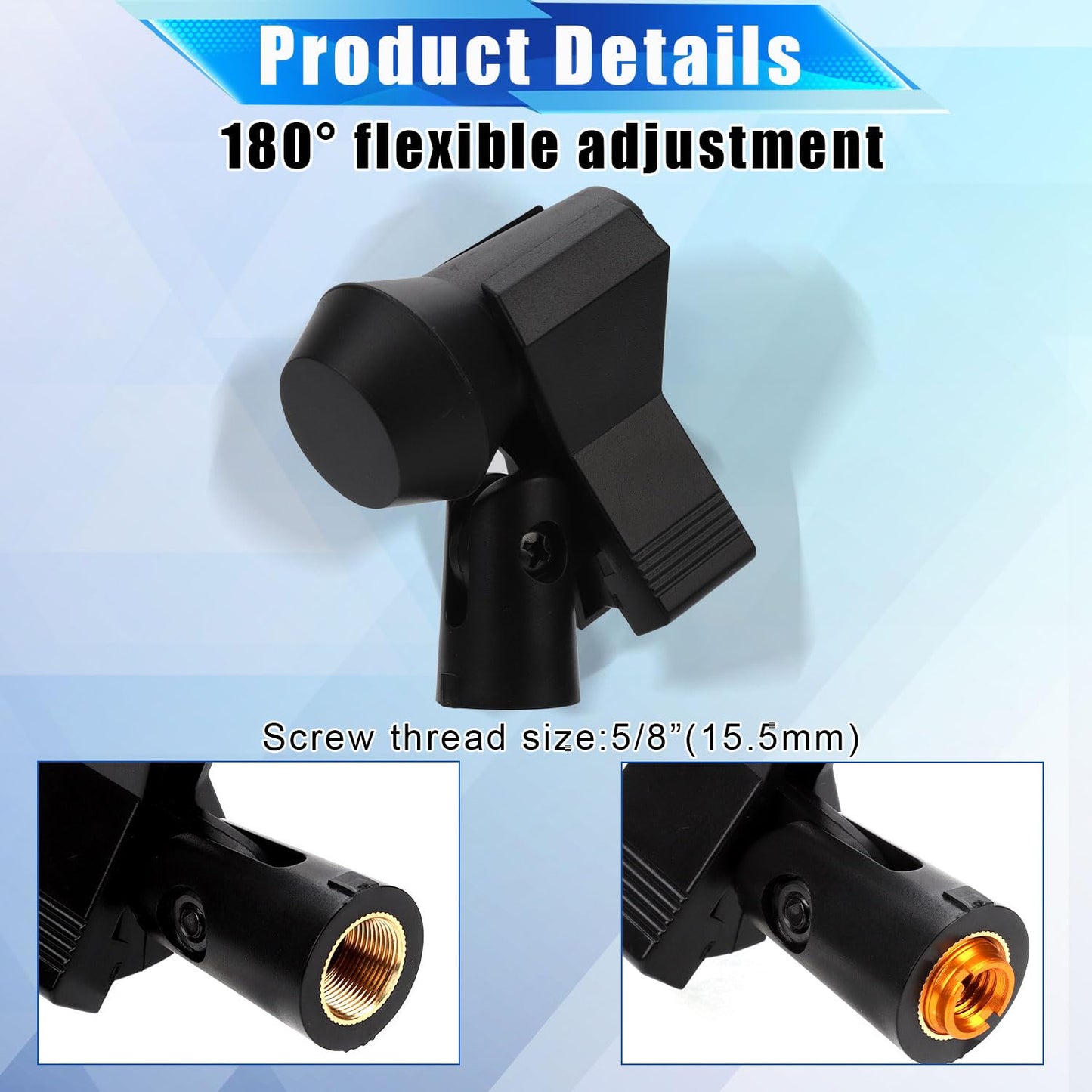 4Pcs Universal Mic Clips For Stands, Microphone Clip Holder With 4Pcs 5/8 Male To 3/8 Female Screw Adapters Adjustable Mic Holde