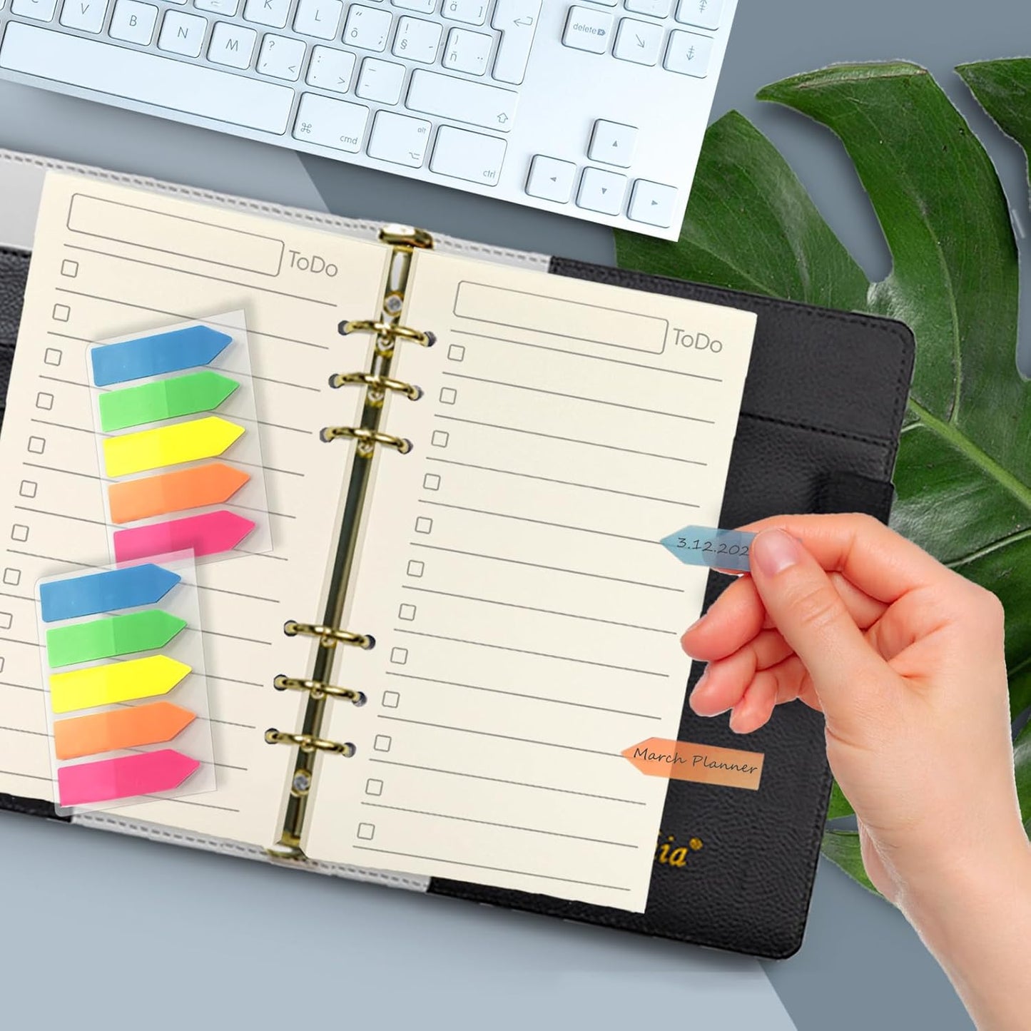 Harphia A6 6 Holes Binder Refill Set, 90 Sheets Todo List Planner Insert for 6 Holes Binder, with Paper Dividers,Ruler,Bags and Stickers, Planner Accessory Combo Set 005Da6Todo