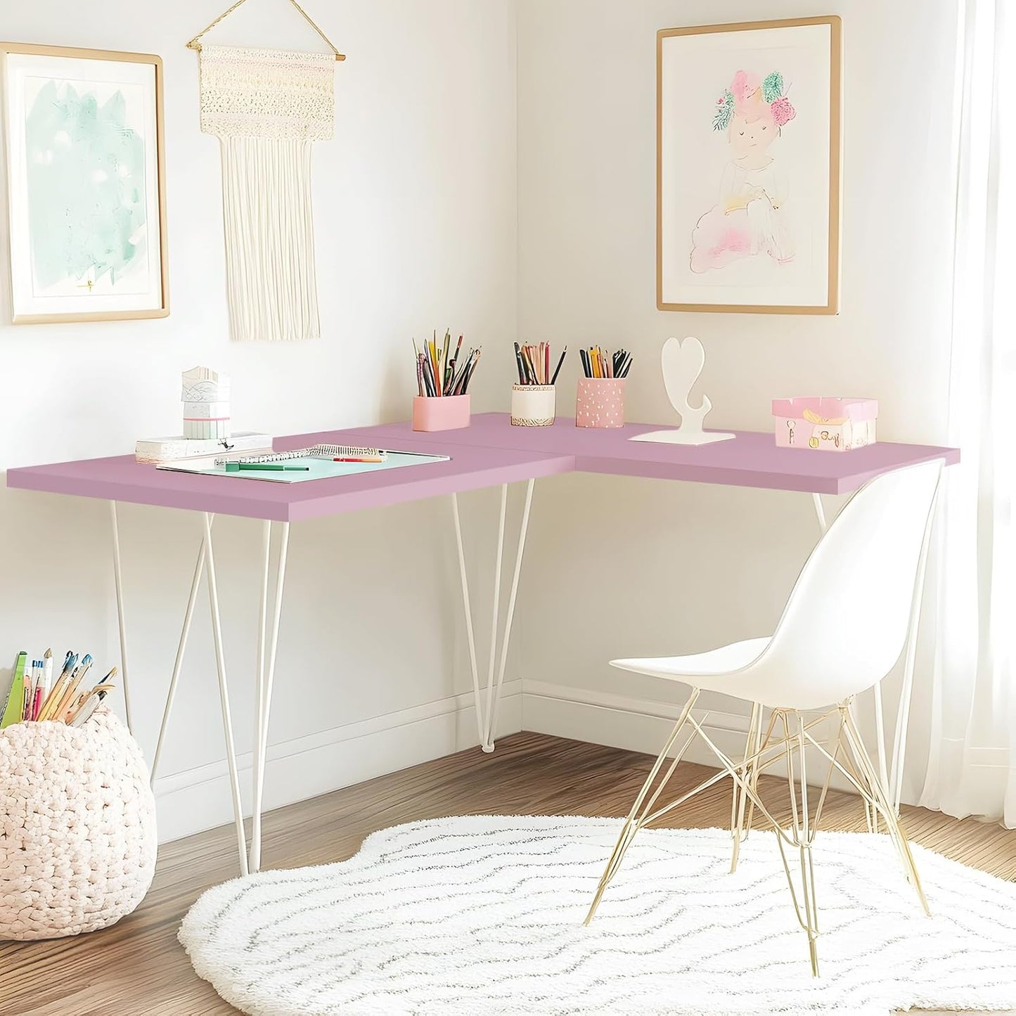 Kaboon Universal Tabletop 59.1"x23.62" Nostalgia Rose, Table Top only for Sit Stand Desk, Reversible Melamine Top,Double Desks Home Office