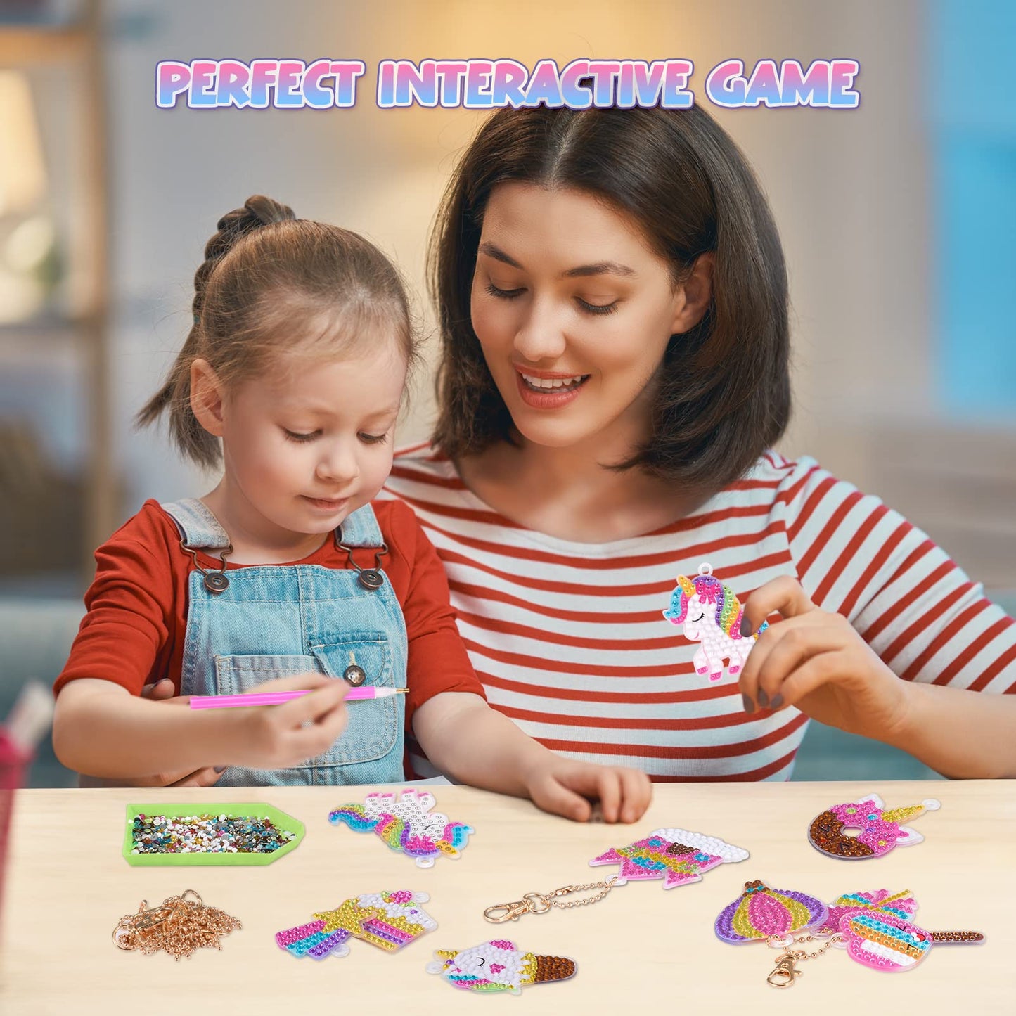 LIWIN LET'S GO! Toys for 4 5 6+ Year Old Girls, Unicorns Toys for Kids Make Your Own GEM Keychains Arts and Crafts for Kids Age 4-12 Unicorns Birthday Crafts Gifts for 4-12 Year Old Girls Boys