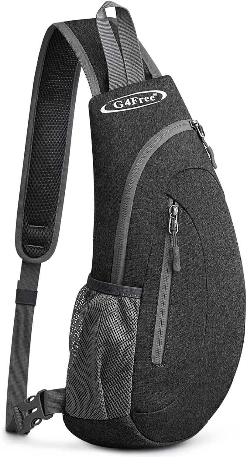 G4Free Sling Bag for Men Women, Small Crossbody Backpack Lightweight Chest Shoulder Bags for Travel, Outdoor and Sports (Dark Grey)