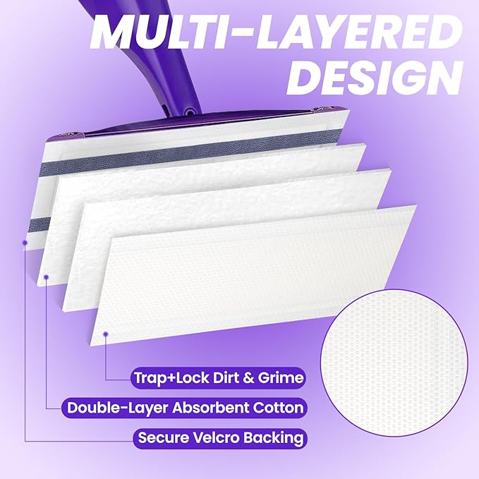 50 Count Disposable Wet Pads Refills for Swiffer Wet Jet Spray Mop, Mopping Pads Refills for All Hard Floors, Multi-Layer Thick and Absorbent Wet Jet Replacement Pad