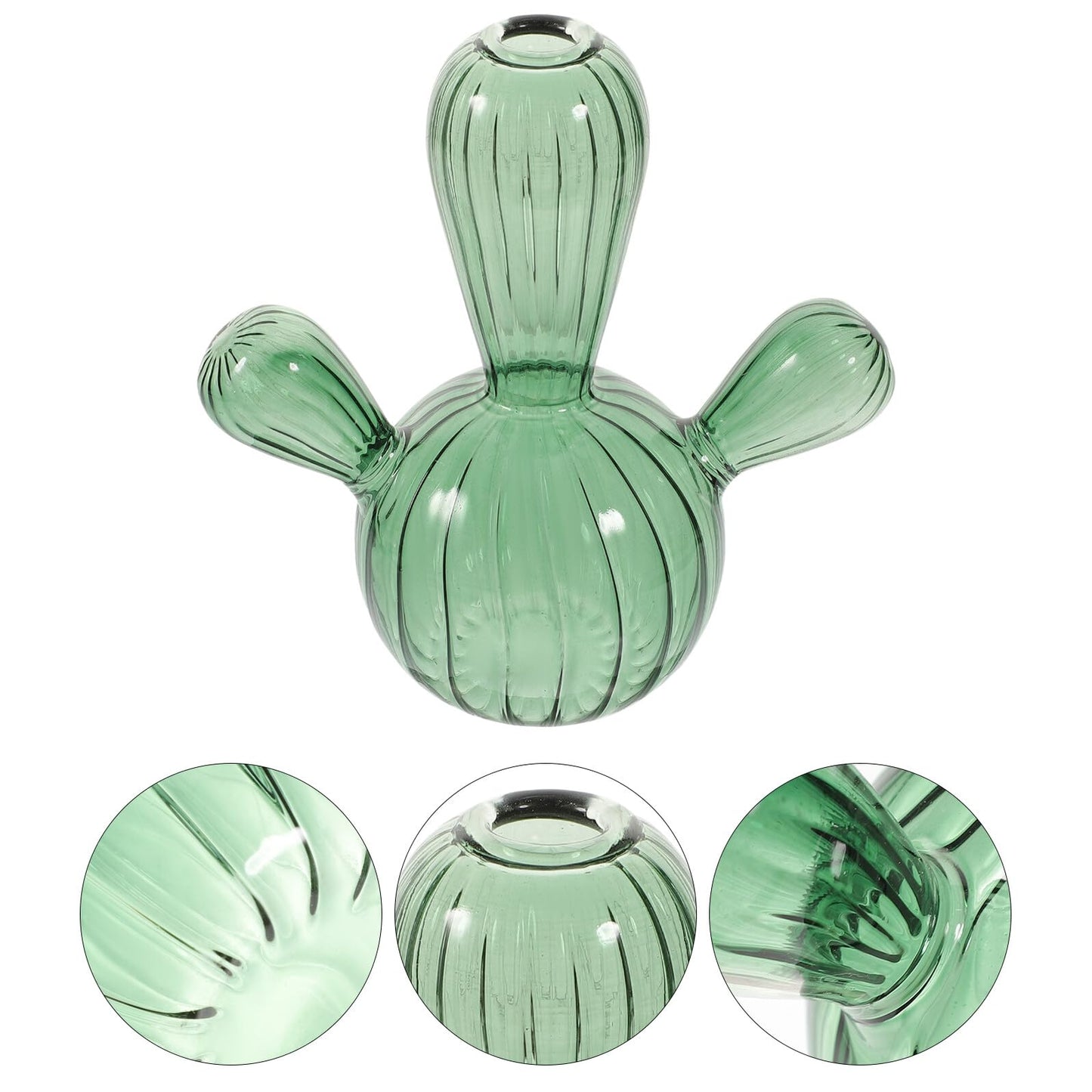 Alasum Glass Cactus Vase Small Hydroponic Plant Vase Green Glass Decorative Terrarium Jar for Tabletop Home Décor and Reed Diffuser Centerpiece