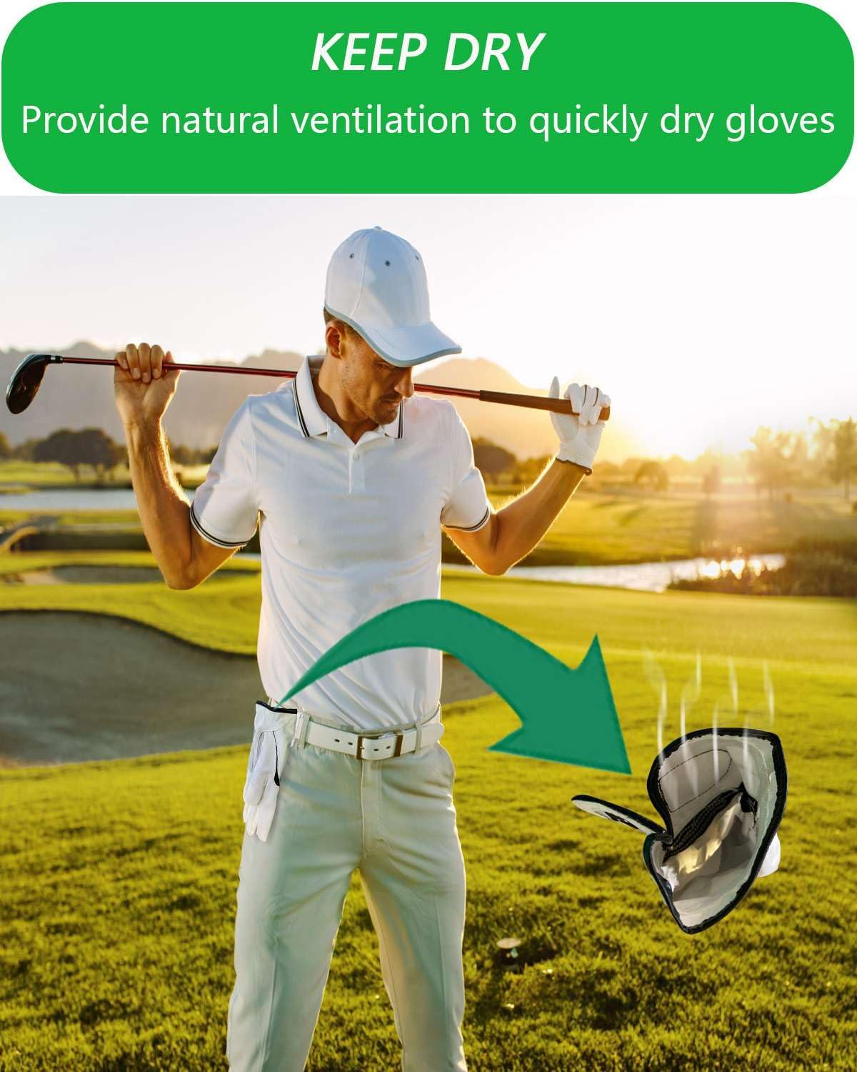 Golf Glove Clip, Simple and Stylish Golf Glove Holder for Easy Access and Natural Ventilation Drying (White)
