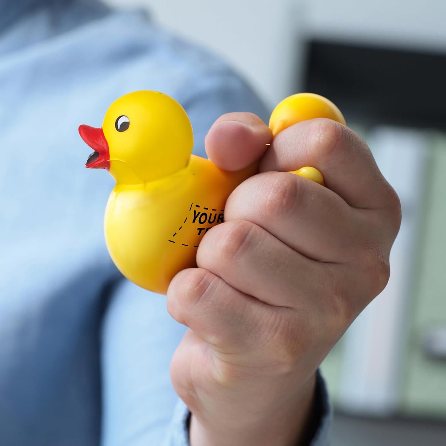 DISCOUNT PROMOS Custom Rubber Ducky Squeeze Balls Set of 100, Personalized Bulk Pack - Perfect for Promotional Giveaways - Yellow