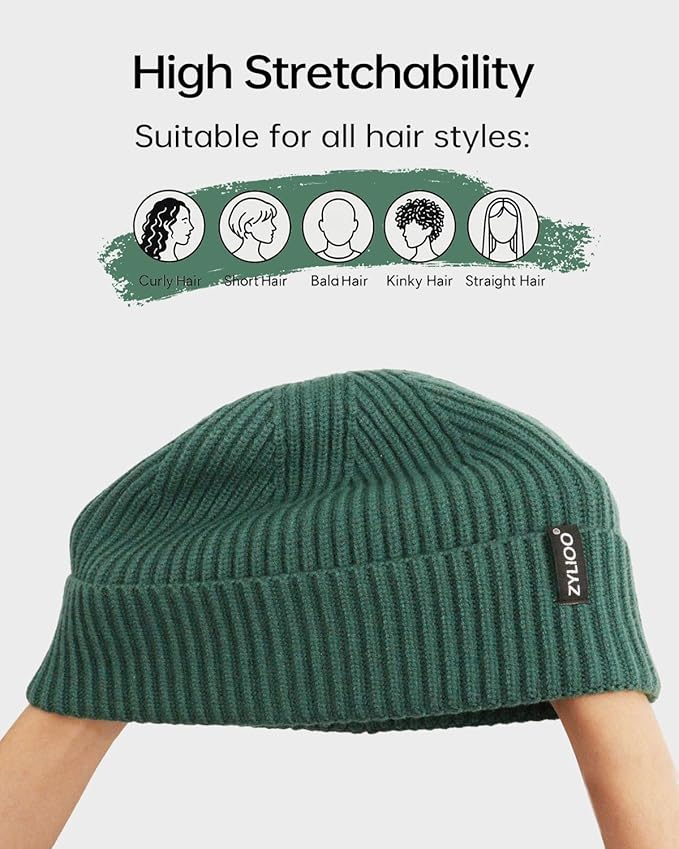 Zylioo Oversize Beanie Hats, XXL Big Size Ribbed Knit Cuffed Winter Hat for Cold Weather, Warm Skull Watch Cap
