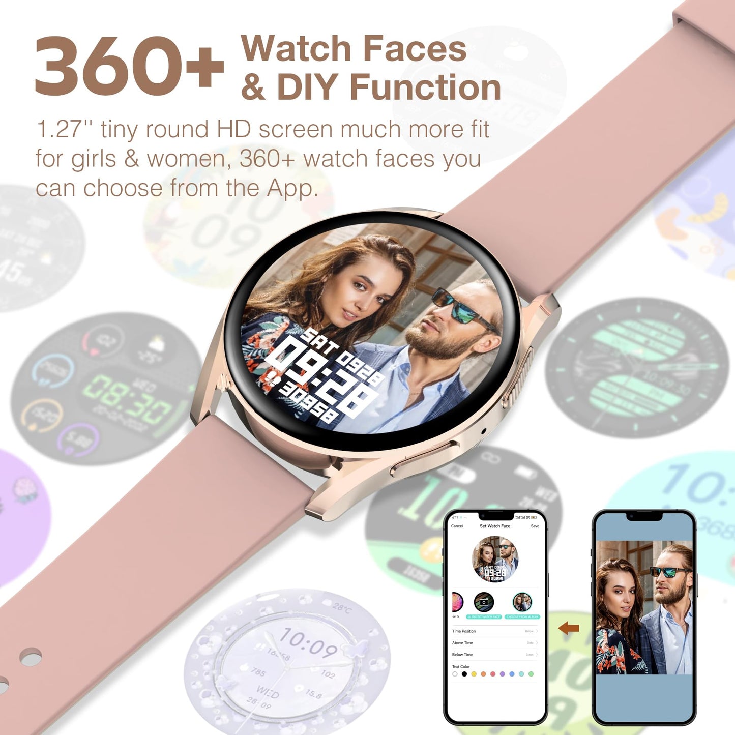 Bribejat Smart Watch For Women Make/Answer Call, Hd 1.27 Zinc Alloy Case Smartwatch, Waterproof Fitness Tracker Pedometer Spo2