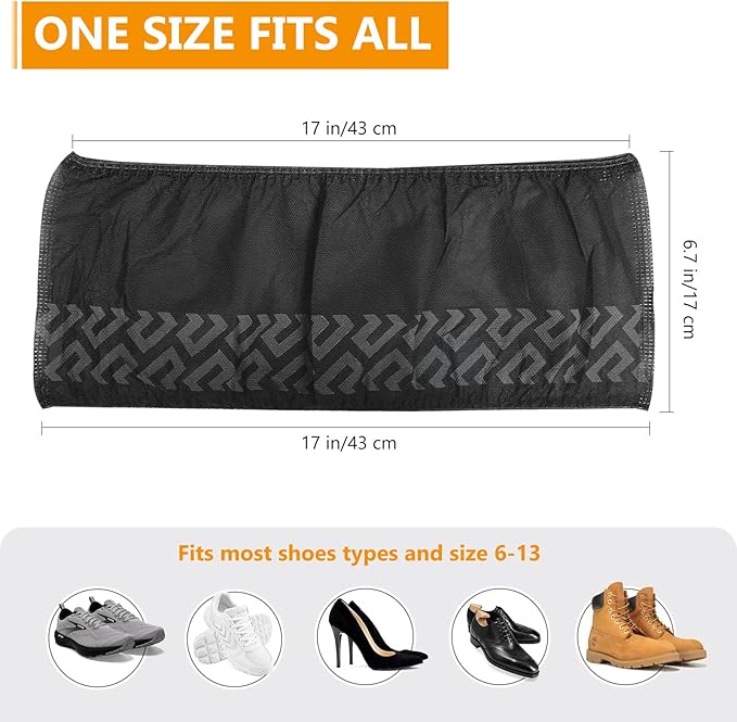 squish 200 Pack Shoe Covers Disposable Non-Slip, Black Non-Woven Fabric Boot Covers for Indoors Breathable Slip Resistant Durable Boot&Shoes Cover, Protector Covers Fits Virtually Most Shoes