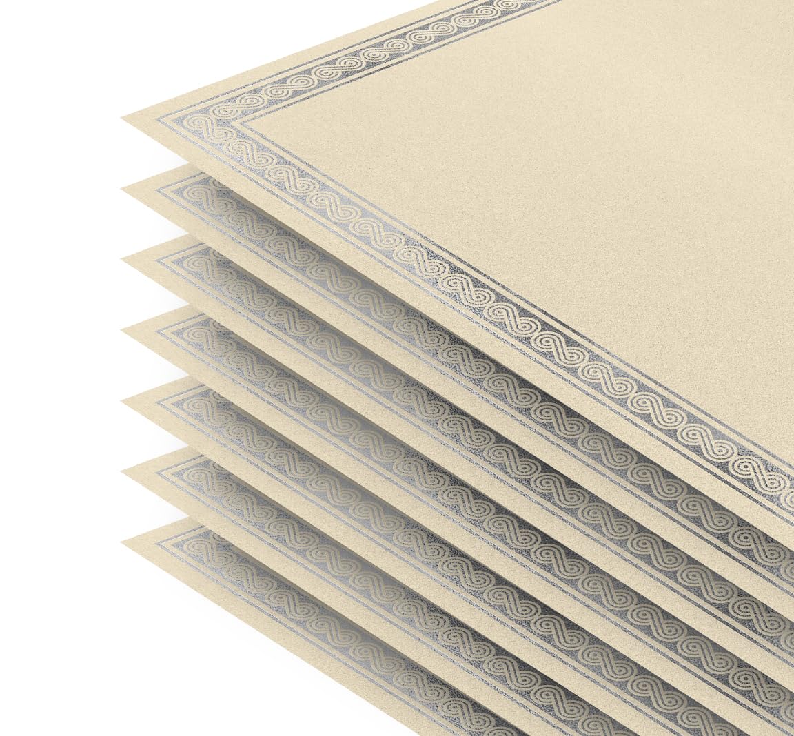 Better Office Products 50 Sheet Award Certificate Paper, Silver Foil Metallic Border, Ivory Letter Size Blank Paper, Diploma Certificates, Laser and Inkjet Printer Friendly, 8.5 x 11 Inches