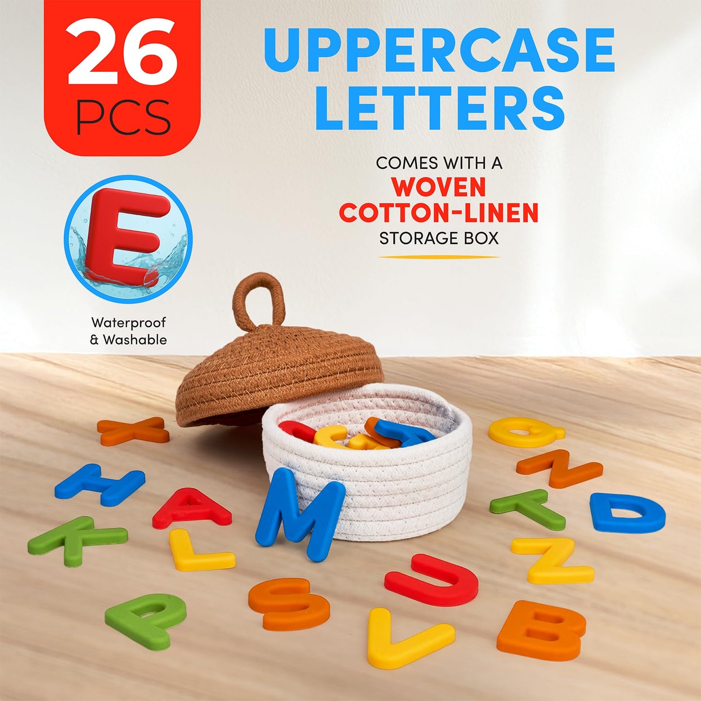 JoyCat Baby Toys 6-12 Months - Soft Baby Beehive with 5 Sensory Bees + Silicone Alphabet Magnetic Letters, 26 Uppercase ABC Fridge Magnets for Toddlers