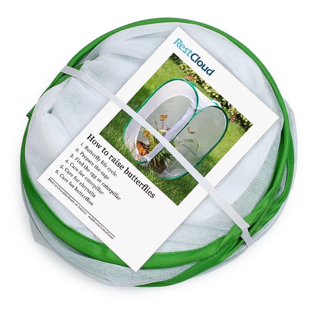 RESTCLOUD Insect and Butterfly Habitat Cage Terrarium Pop-up 23.6 Inches Tall