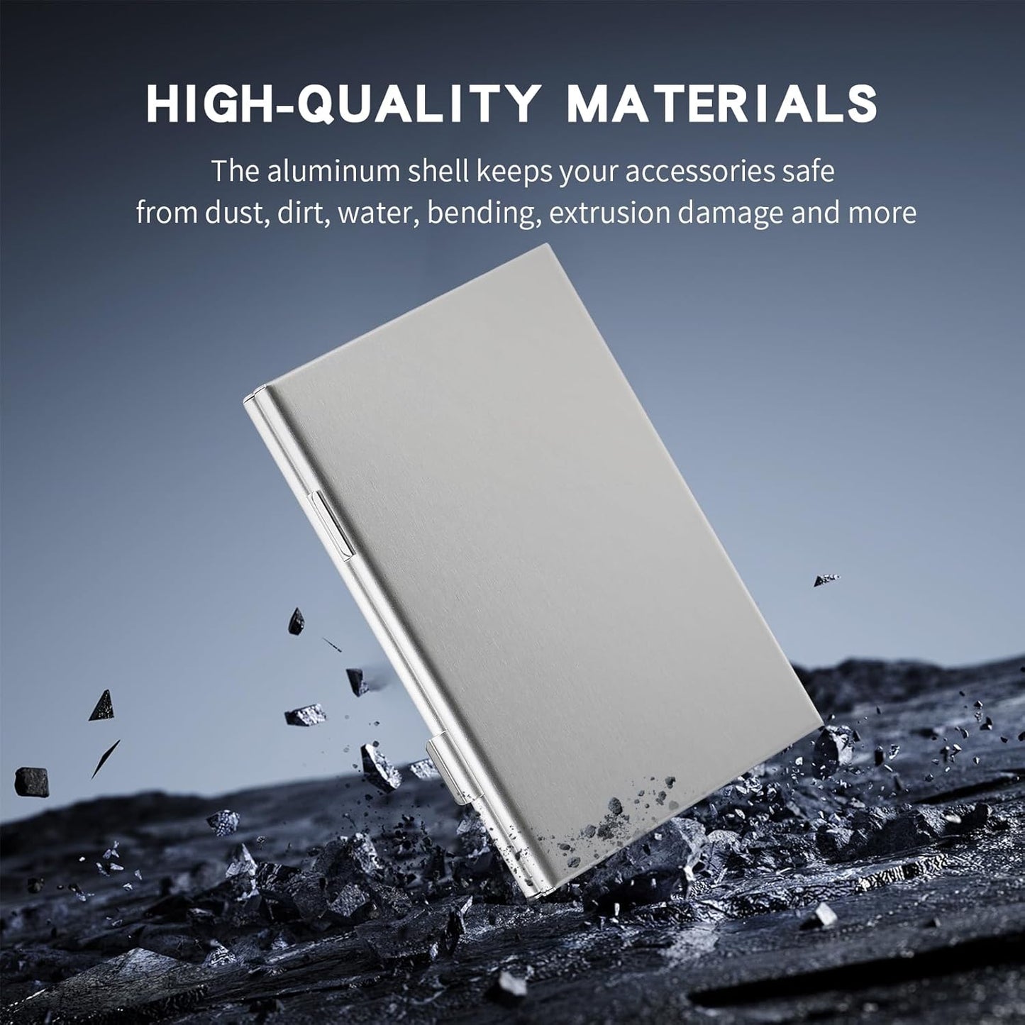 Aluminum SIM Card Case, 16Slots Ultrathin SIM Card Holder, Fit for 8 SIM Card, 8 Micro sim Card, Silver