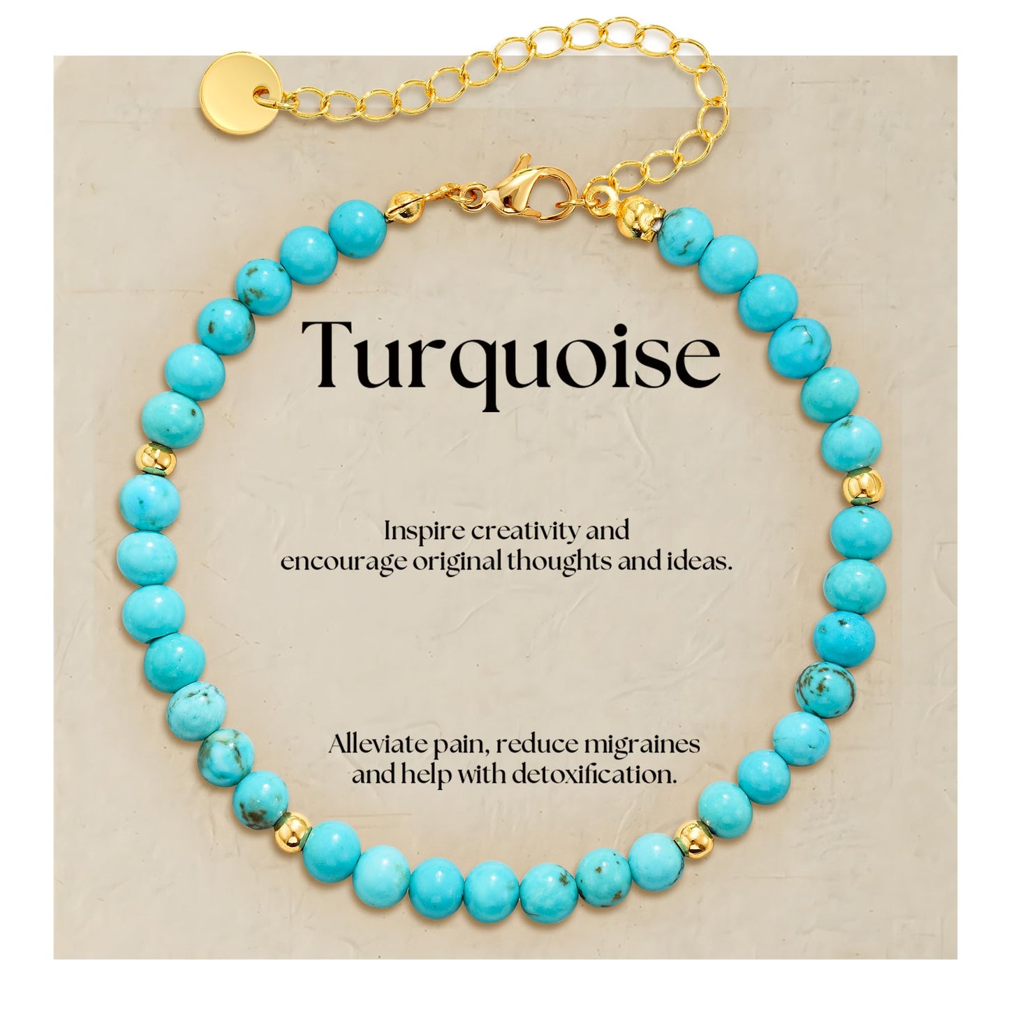 Treasure Bender Beaded Protection Bracelet for Women Men, Inspire Creatity and Alleviate Pain, Natural Crystals and Healing Stones Stretch Bracelet Jewelry Gifts for Women Men (Turquoise)