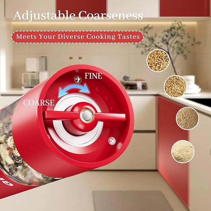 Christmas Gift/Deal Electric Salt and Pepper Grinder Set, USB Rechargeable Adjustable Coarseness Automatic Salt Pepper Mill Shakers/Grinder Kitchen Spice Mill, Home Chefs Idea for House Warming