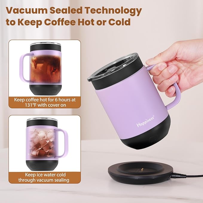 Smart Heated Coffee Mug,16oz Rechargeable Electric Self Heating Temperature Control Coffee Cup
