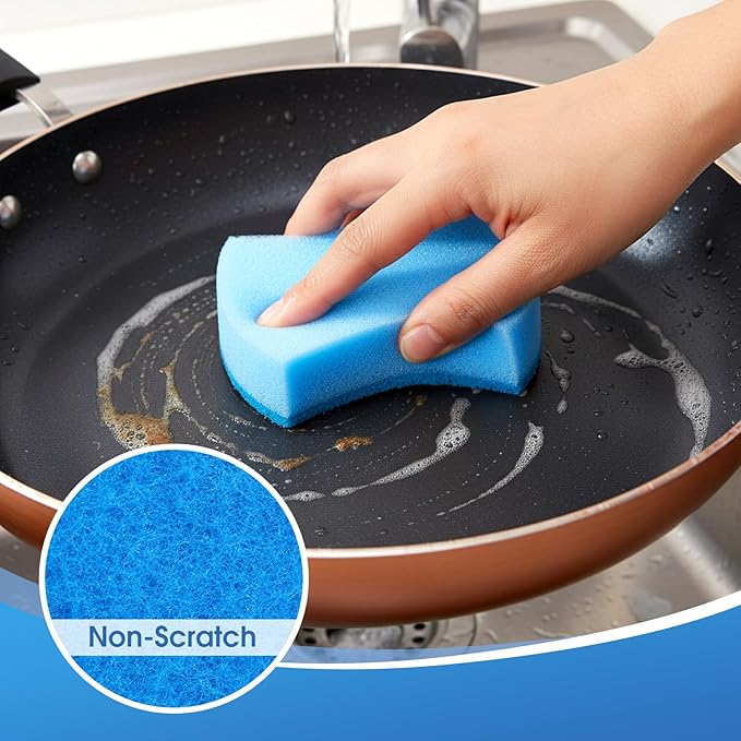 Tioncy 120 Pcs Individually Wrapped Non-Scratch Scrub Sponges Bulk Dual-Sided Dishwashing Sponge Dish Scrubber for Kitchen, Restaurant, Washing Dishes, Home Cleaning, Pots, Pans, Car, Bike
