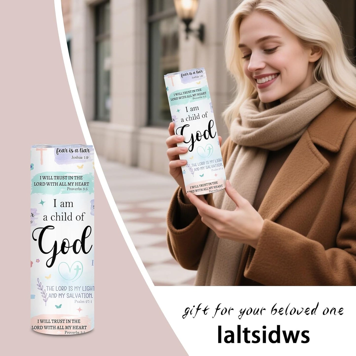 Christian Gifts for Women-Child of God Tumbler, 20 oz Insulated Tumbler Travel Coffee Mug, Christian Gifts Catholic Spiritual Gift for Sister Friends, Baptism Confirmation Gift for Girl