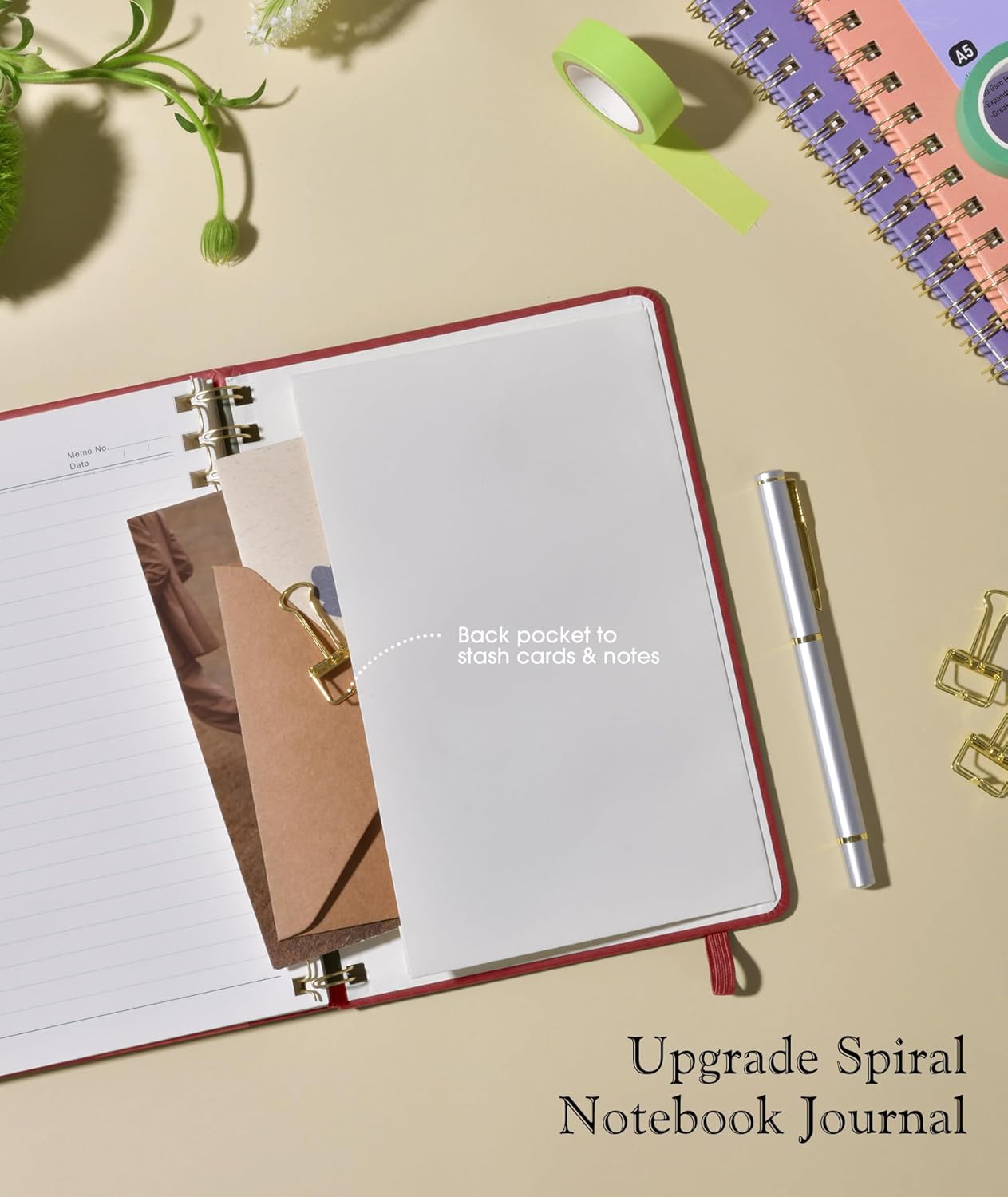 Lined Spiral Journal Notebook, A5 Hardcover Spiral Journals for Women Men, 150 Numbered Pages Spiral Bound Notebook, 100 GSM College Ruled Notebooks for Writing Note Taking 5.75" x 8.38", Wine Red