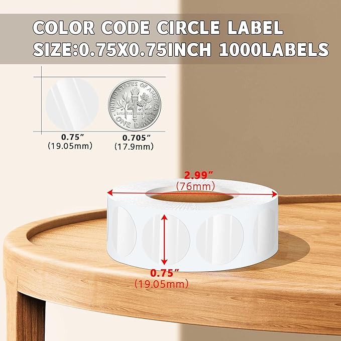 Transparent Dot Stickers 3/4 Inch,1000 PCS 0.75" Blank Small Color Labels for Classroom,Papers,Market,Price Tags and Library Book Labels.Non - Printable Round Colored Stickers
