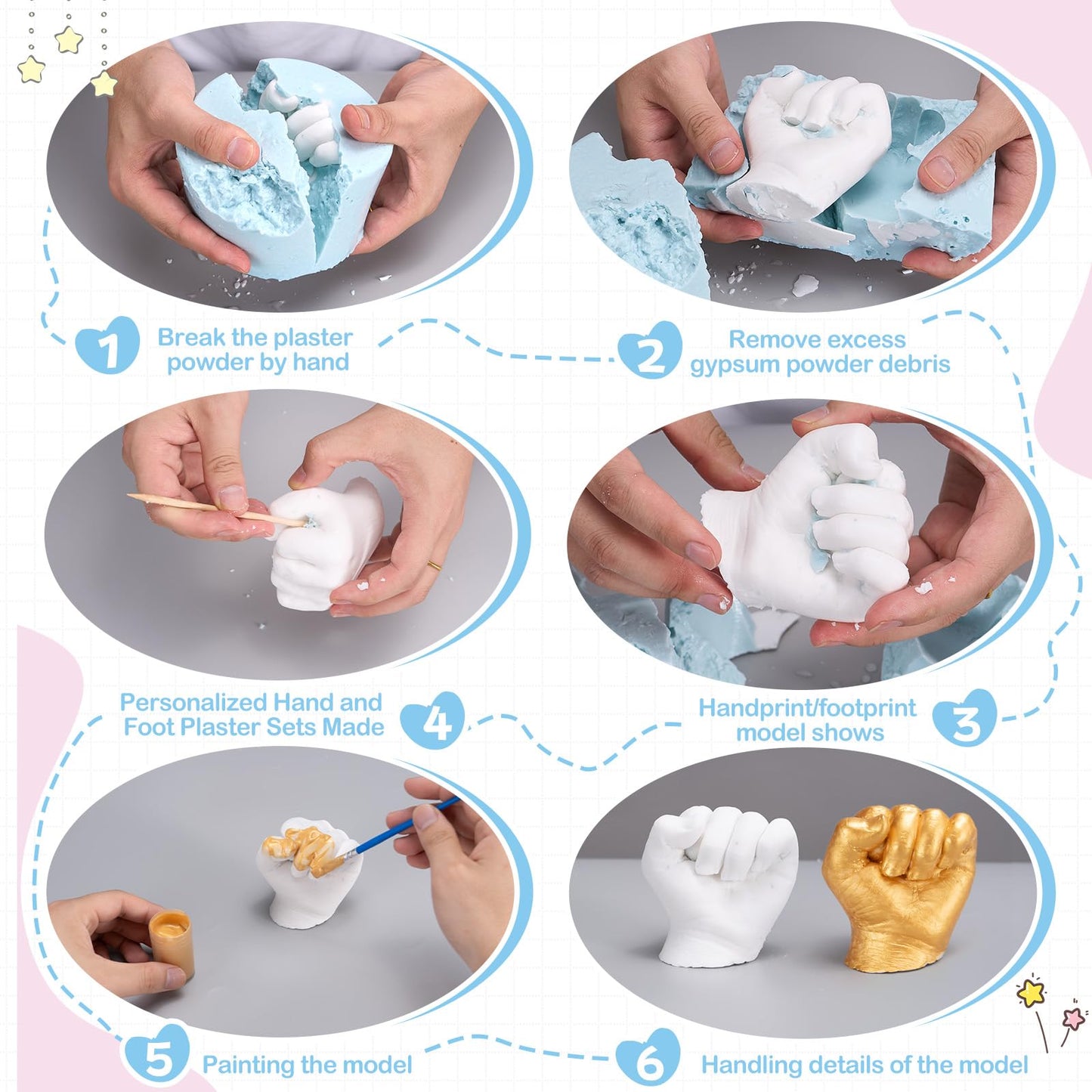 Nabance Baby Casting Kit Hand and Feet, Baby Hand Casting Kit for Babies 0-9 Months Hand & Foot Molding, DIY Hand and Footprint Keepsake, Perfect for First Birthday, New Mom Baby Christmas Gift