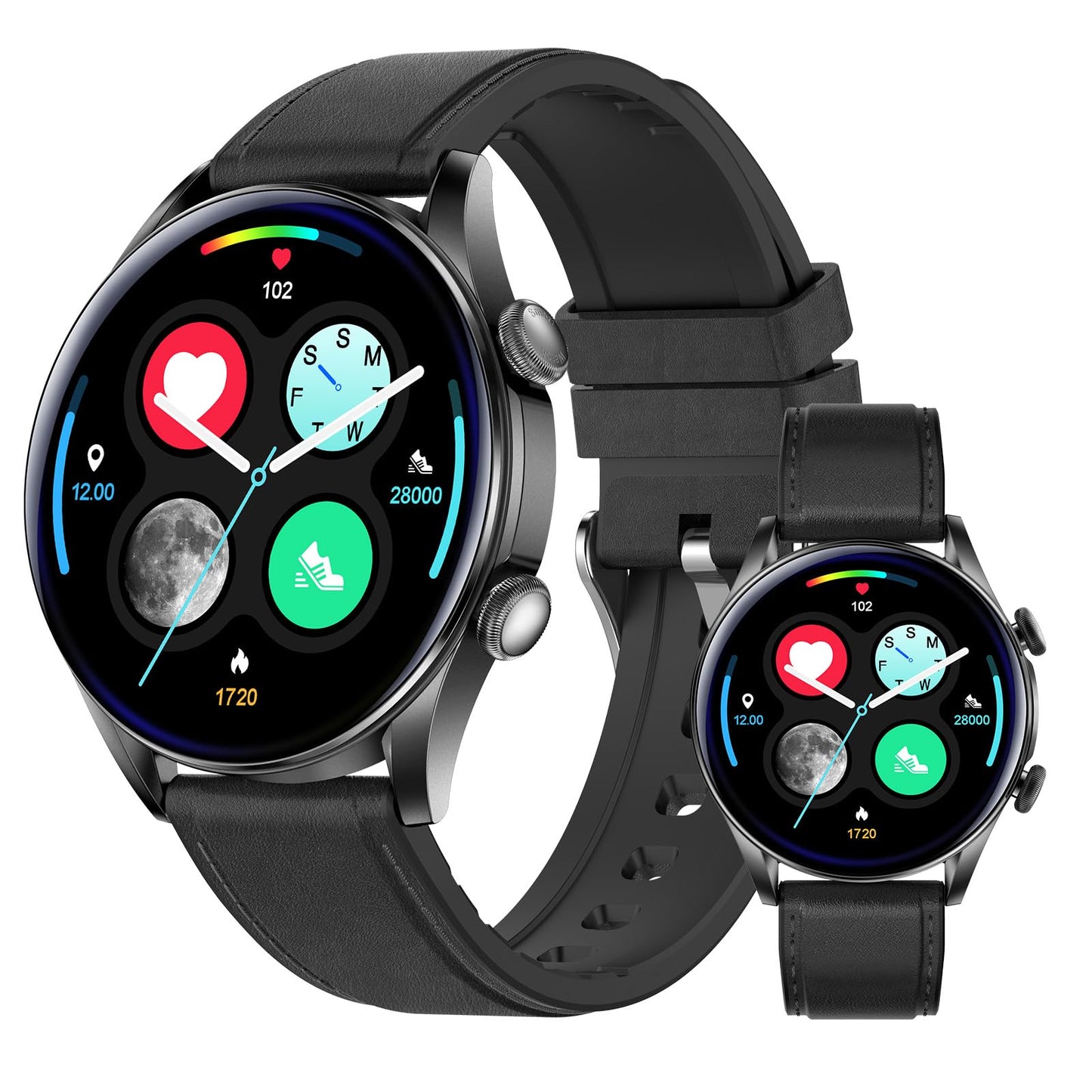 Booabei Smart Watch For Men Women,1.39 Round Smartwatch (Answer/Make Call), Blood Pressure/Heart Rate/Pedometer/Blood Oxygen/Sle