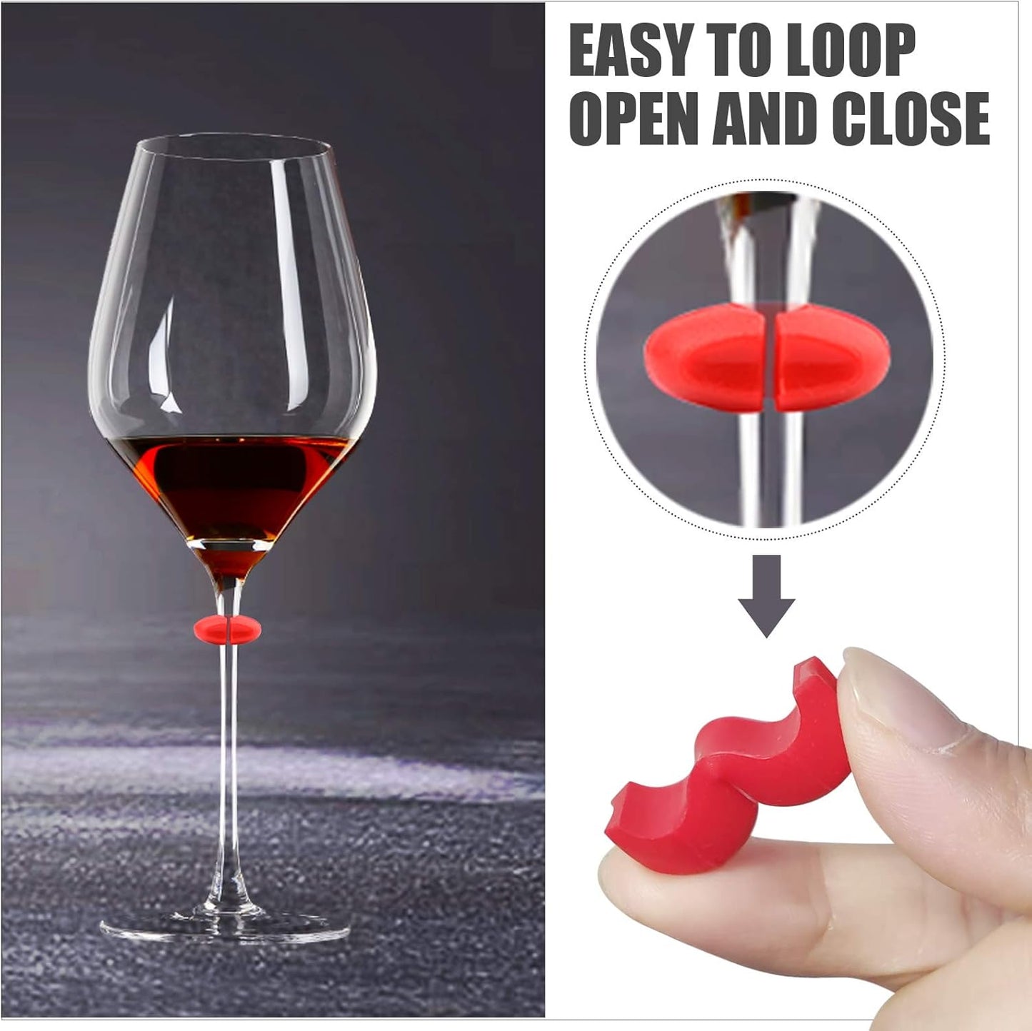 Lasiyanor 48Pcs Wine Glass Markers Charms, Silicone Glass identifiers for Bar Party Martinis Cocktail Champagne Stem Glasses