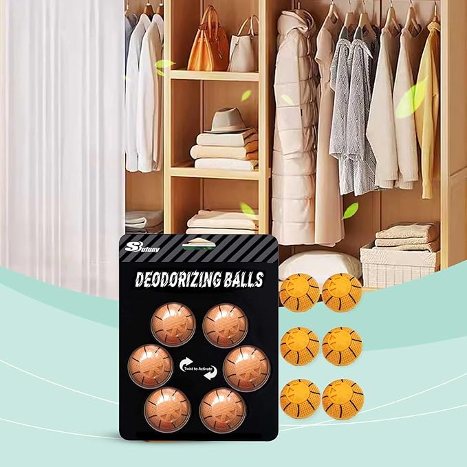 Shoe Deodorizer Odor Eliminator Ball -Sneaker Deodorizers balls Car Air Fresheners Odor Eaters for Shoes, Gym Bags, Closet and Locker 6 Pack (Fresh Linen)