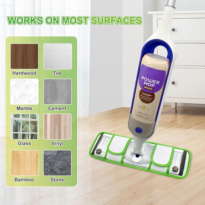 Upgraded Reusable Mop Pads Compatible with Swiffer PowerMop, Mop Refill Pads Replacement for Swiffer Power Mop Spray Mopping Pads for Multi-Surface Floor Cleaning, Quality Cationic Material & Washable