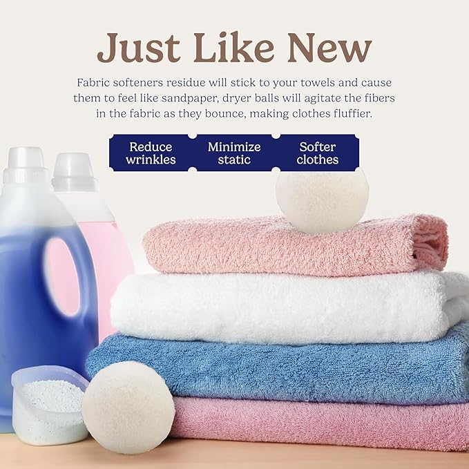 Handy Laundry Wool Dryer Ball - Natural Fabric Softener, Reusable, Reduces Clothing Wrinkles and Saves Drying Time - Better Alternative to Plastic Balls and Liquid Softener