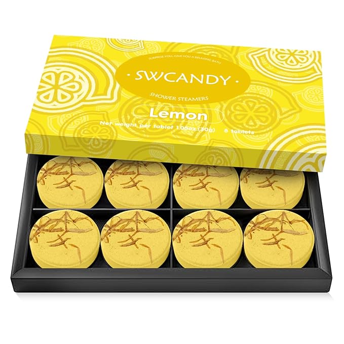 Shower Steamers Aromatherapy Birthday Gifts for Women Travel Essentials, 8 Pcs Lemon, Bath Bombs Shower Bombs with Natural Essential Oils, Relaxation Home SPA