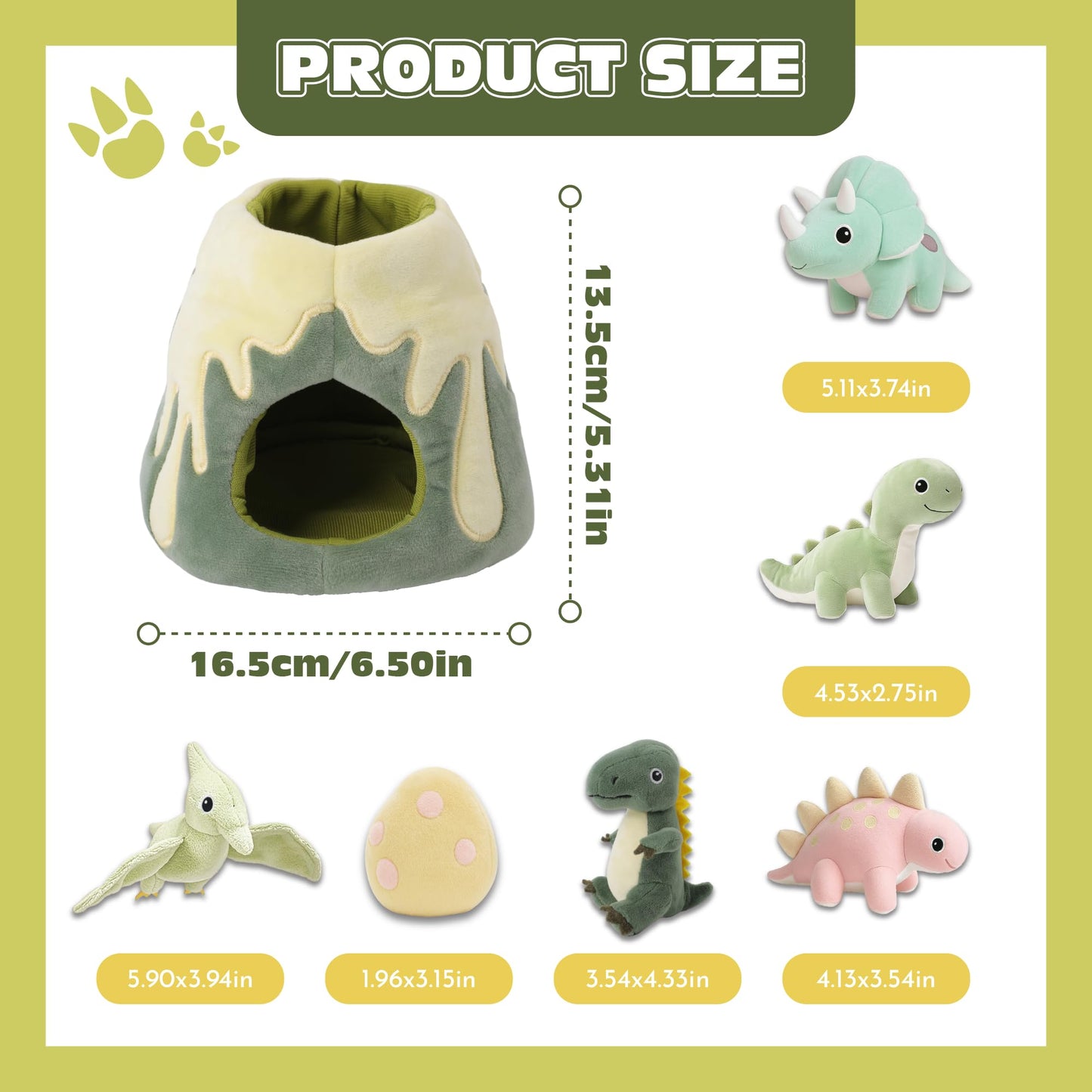 PIIKAGO Baby Toys 6-12 Months – My Little Volcano with 5 Stuffed Dinosaurs, Montessori Toy with Rattle, Crinkle, Squeaker, Sensory Toys for Toddlers 1-3, Early Development Christmas Birthday Gift