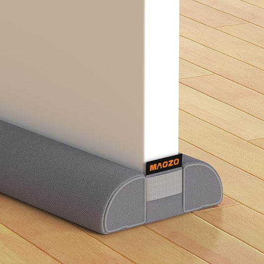 MAGZO Door Draft Stopper for Bottom of Door, 2 Pack 30 Inch Under Door Draft Stopper, Fan Shaped Under Door Gap Filler Bottom, Door Soundproofing, Grey