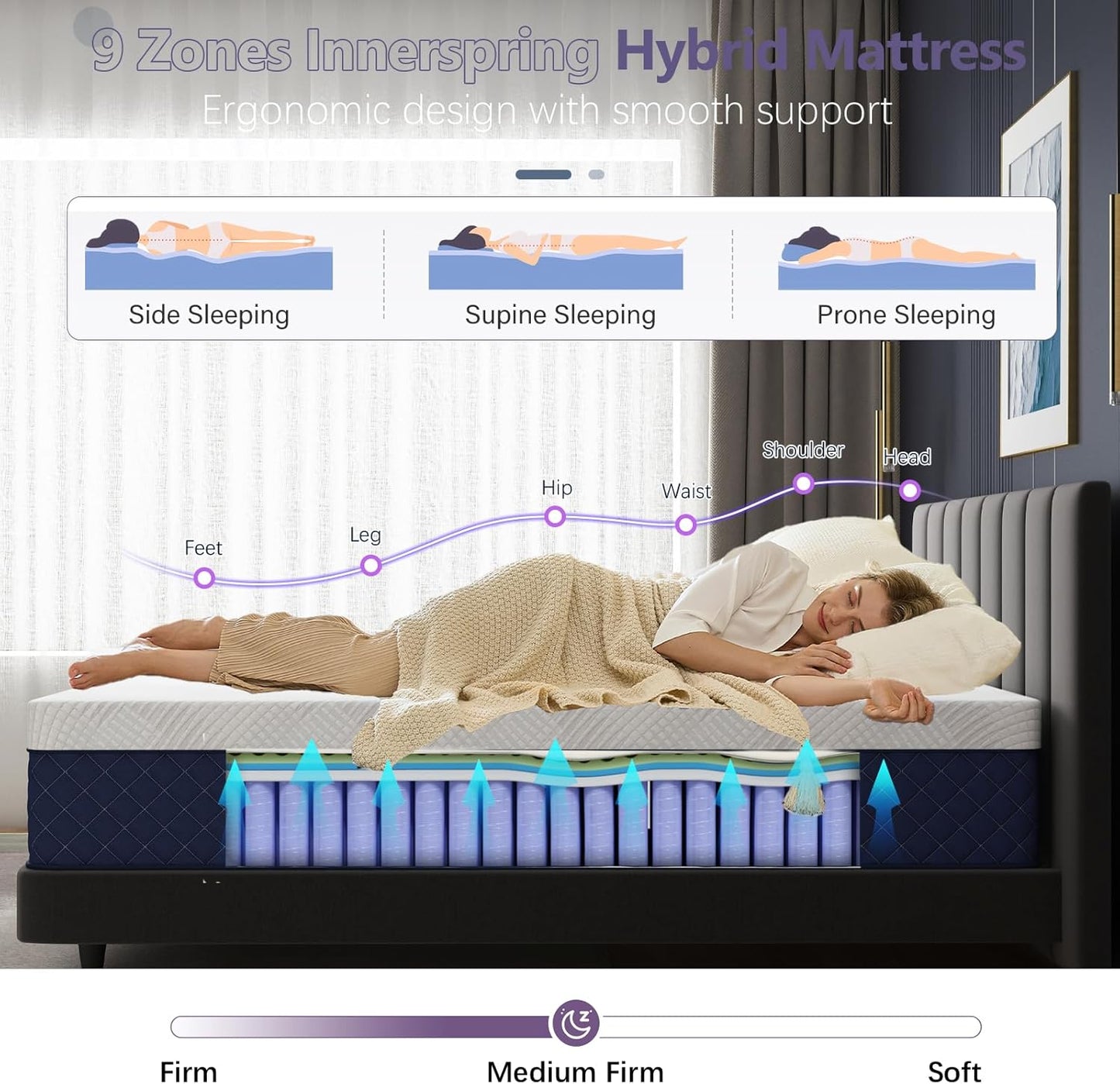Queen Mattresses, 12 Inch Hybrid Queen Mattress in a Box, Memory Foam and Individual Pocket Spring Breathable Comfort for Sleep Supportive and Pressure Relief, CertiPUR-US, 60"*80"*12"