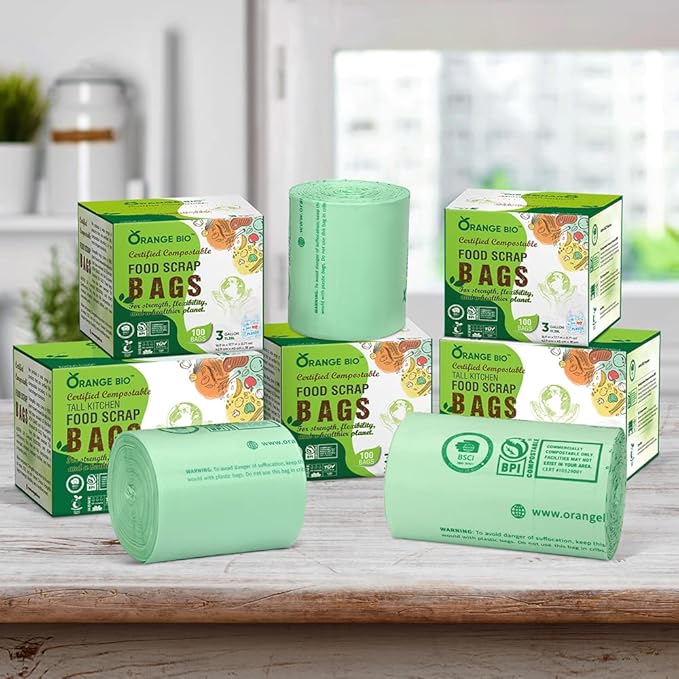 100% Certified Home Compostable Trash Bags, 55 Gallon, 60 Count, 1.5 Mils Extra Thick 38 x 56 Inches, 208 Liter, Compostable Liners, ASTM D6400 EN 13432 US BPI & OK Compost Home Certified