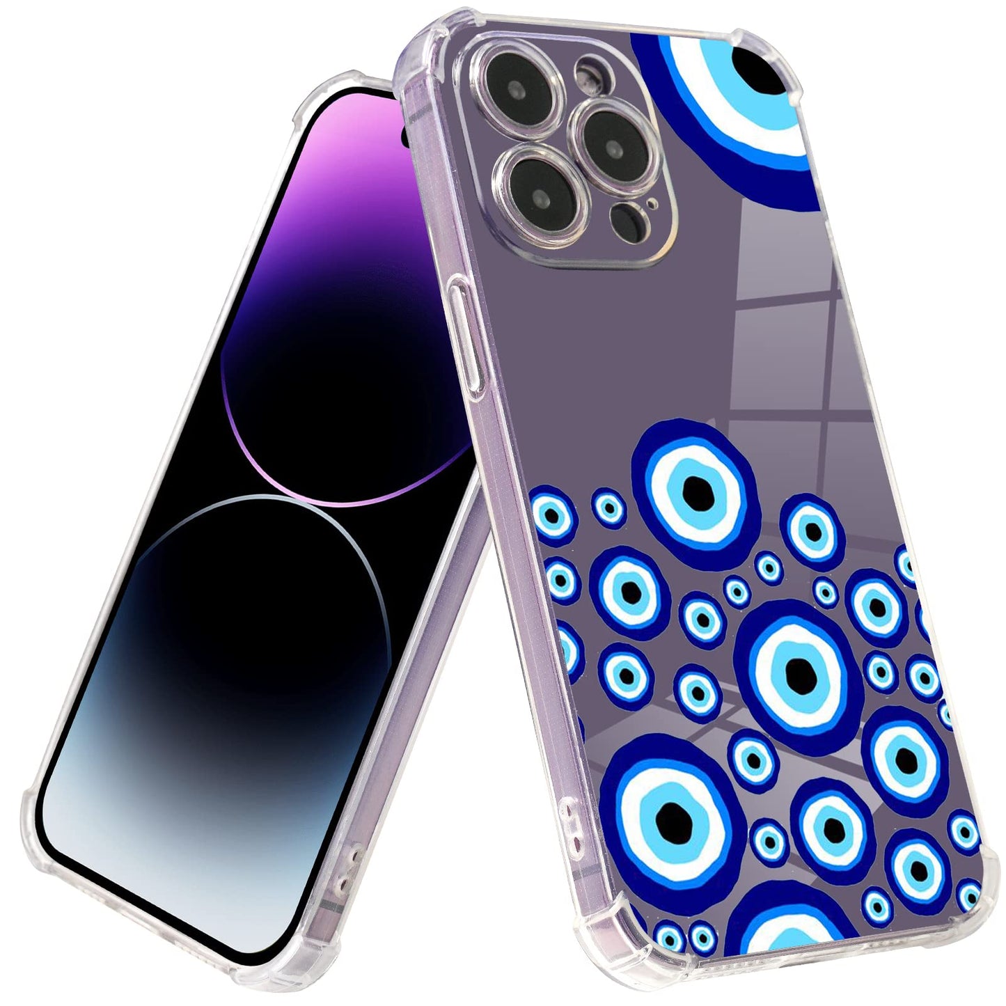 Roemary Purple Case For Iphone 13 Mini With Blue Horse Design,Watercolor Pattern With Screen Protector [Buffertech 6.6 Ft Drop I