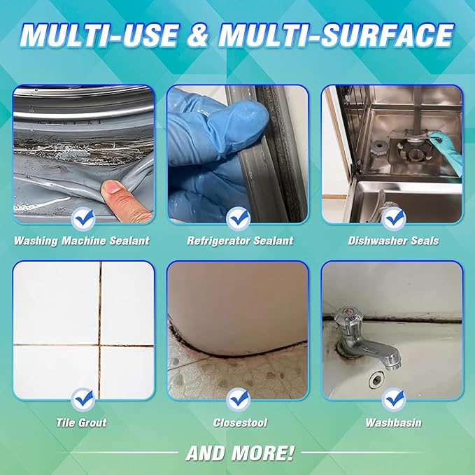 Mold Stain Cleaner Gel, All-Purpose Gel for Home Use on Washing Machine Gasket, Bathroom Grout, Sink, Shower, Caulk, and Front Loader Seal (2, 5.82 Fl oz)