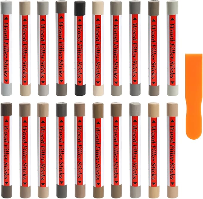 Wood Filler Sticks, 20 Colors Wood Repair Wax Crayons Furniture Markers Touch Up Kit for Repairing Scratches, Dents, Cracks, Holes in Wooden Floors and Furniture, Gray Series