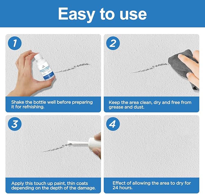 White Touch Up Paint Pen, Flat White Paint for Wall, Door, Cabinets, Furniture,Cabinet, Appliance, Refrigerators, Wood, Tub & Tile, Porcelain, Acrylic, Enamel (Flat Stain, 30ML) Quick-Dry, Non-Toxic