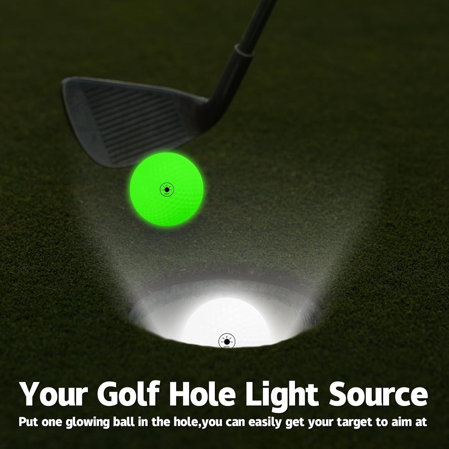 THIODOON Glow in The Dark Golf Balls - 7 Color LED, No Timer, Easy On/Off, 6 Pack
