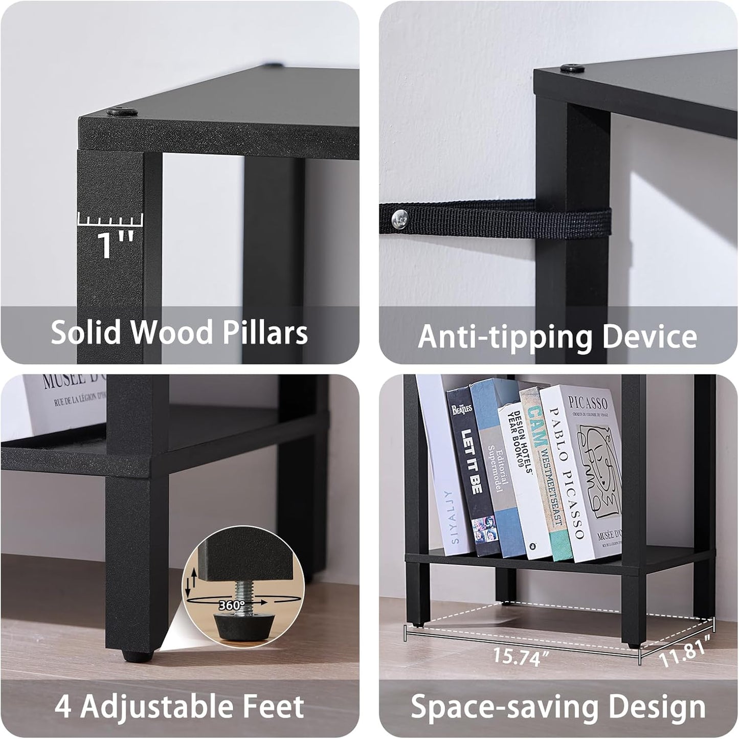 66in Tall Bookshelf 6-Tier Small Narrow Bookcase, Skinny Book Shelf for Small Space, Farmhouse Slim Shelf with Storage, Wood Freestanding Display Thin Bookshelves for Living Room, Office, Black