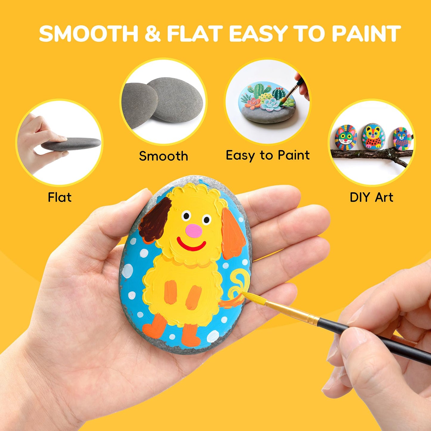 Simetufy 45Pcs Large Rocks for Painting 3-4inch Natural River Stones for DIY, Art & Crafts, Smooth Flat Rock Bulk for Adults, Children, Kindness Rocks Garden Decoration