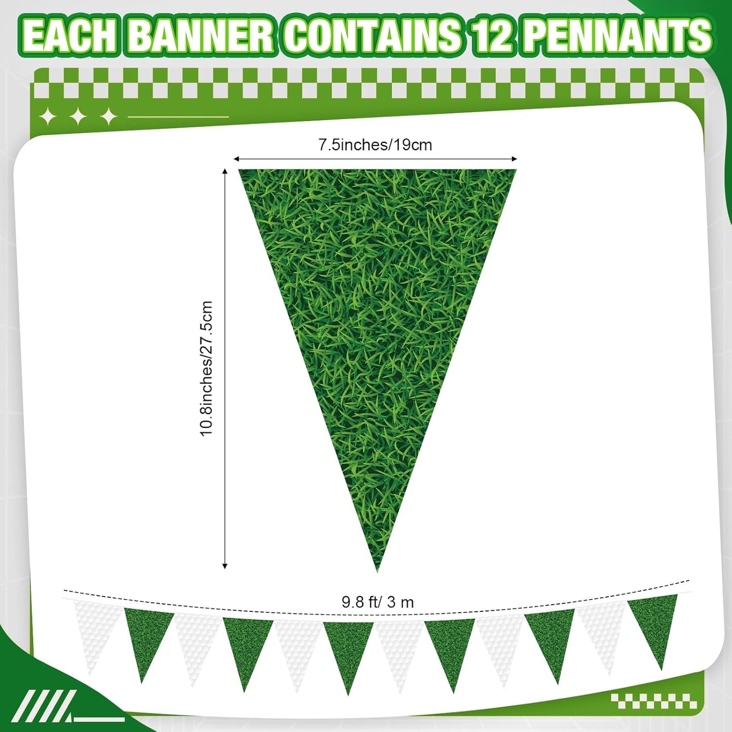 Jetec 5 Pcs 49 ft Golf Party Decorations Pennant Banner Theme Triangle Flags Garland Bunting Banner for Fans Outdoor Indoor Home Sport Birthday Party Decorations Supplies